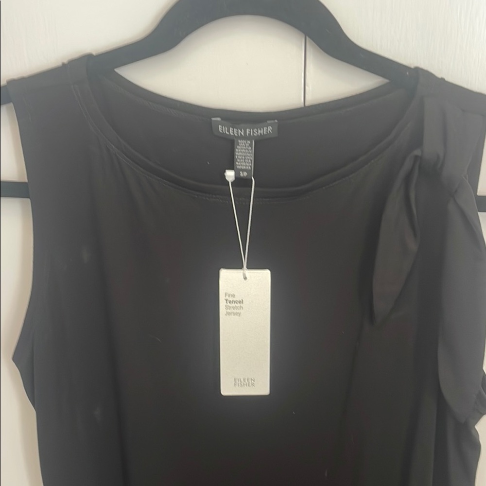 Eileen Fisher Black Sheath Maxi Dress Crew Neck Sleeveless